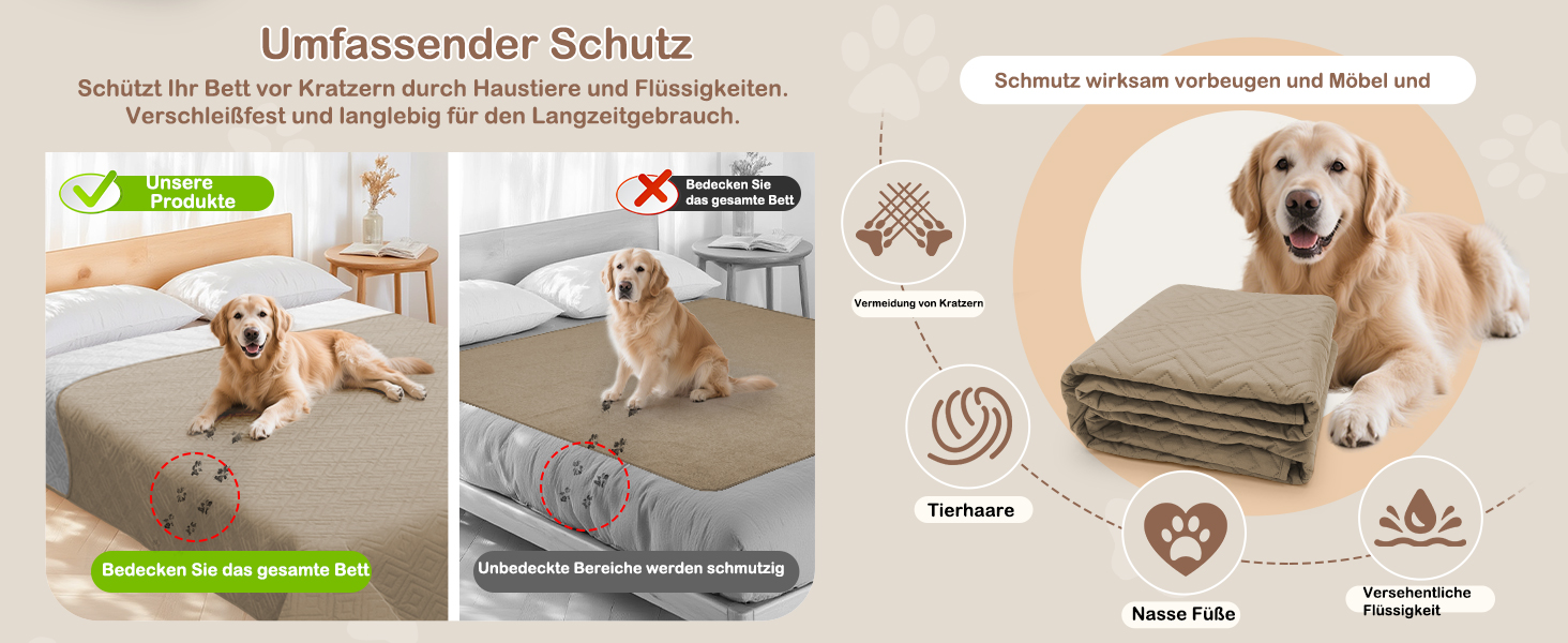 Водонепроникний килимок для собак Gyuro, двосторонній, міцний, для дивану та ліжка, миючий, для собак та котів (Темно-хакі + Хакі, 208*208 см)