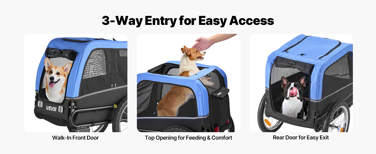 Фаркоп для собак VEVOR, до 30 кг, велосипедний причіп для собак, складаний, універсальний, з відбивачем та прапорцем