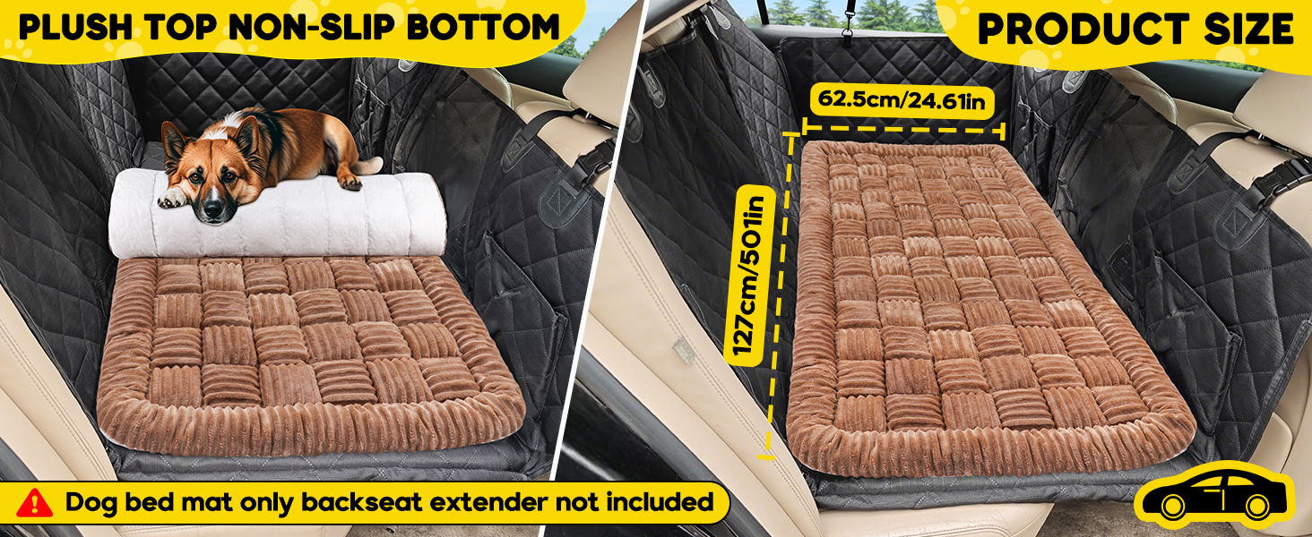 Лоіон килимок для собак в авто, м'який, захист заднього сидіння, великі собаки, антиковзаючий, легко миється, стійкий до подряпин, комфортний, 127x62.5 см, коричневий
