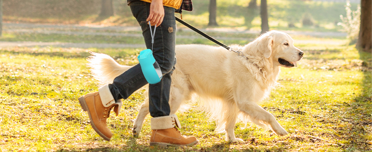 Водяна пляшка для собак на прогулянку 570мл або 350мл. Пляшка-поїльник для цуценят, малих, середніх та великих собак. Колір: блакитний