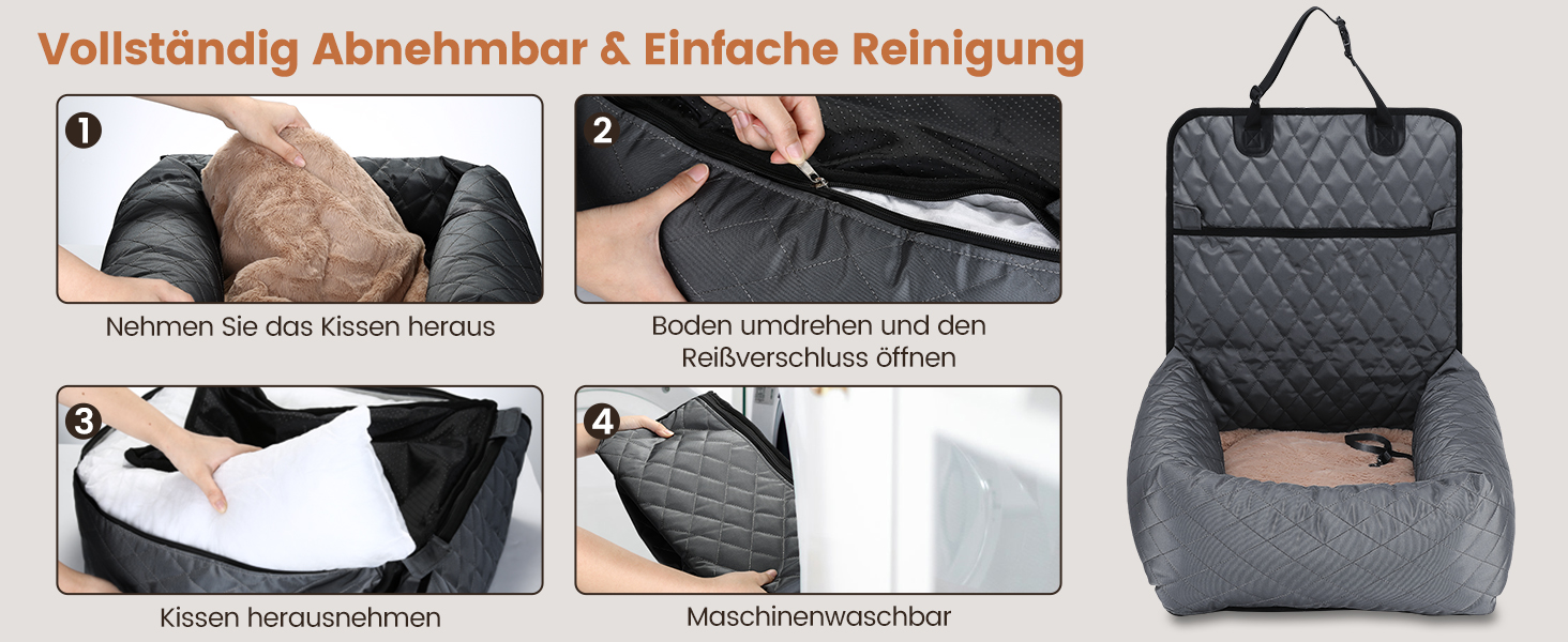 Крісло-підвищення для собак у машину 2 в 1 з підстилкою та ременем безпеки (Сірий, M)