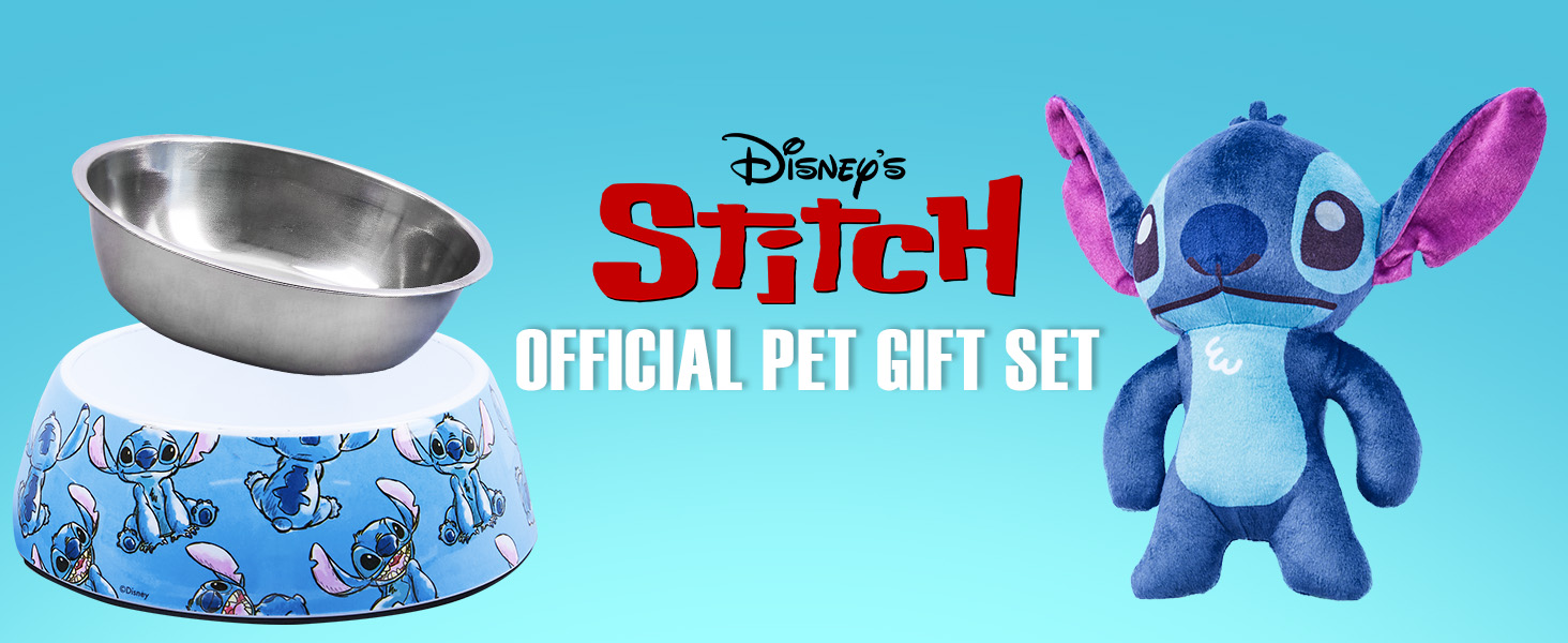 Набір іграшок та мисок для собак Disney Stitch та Baby Yoda (Зелений/Синій)