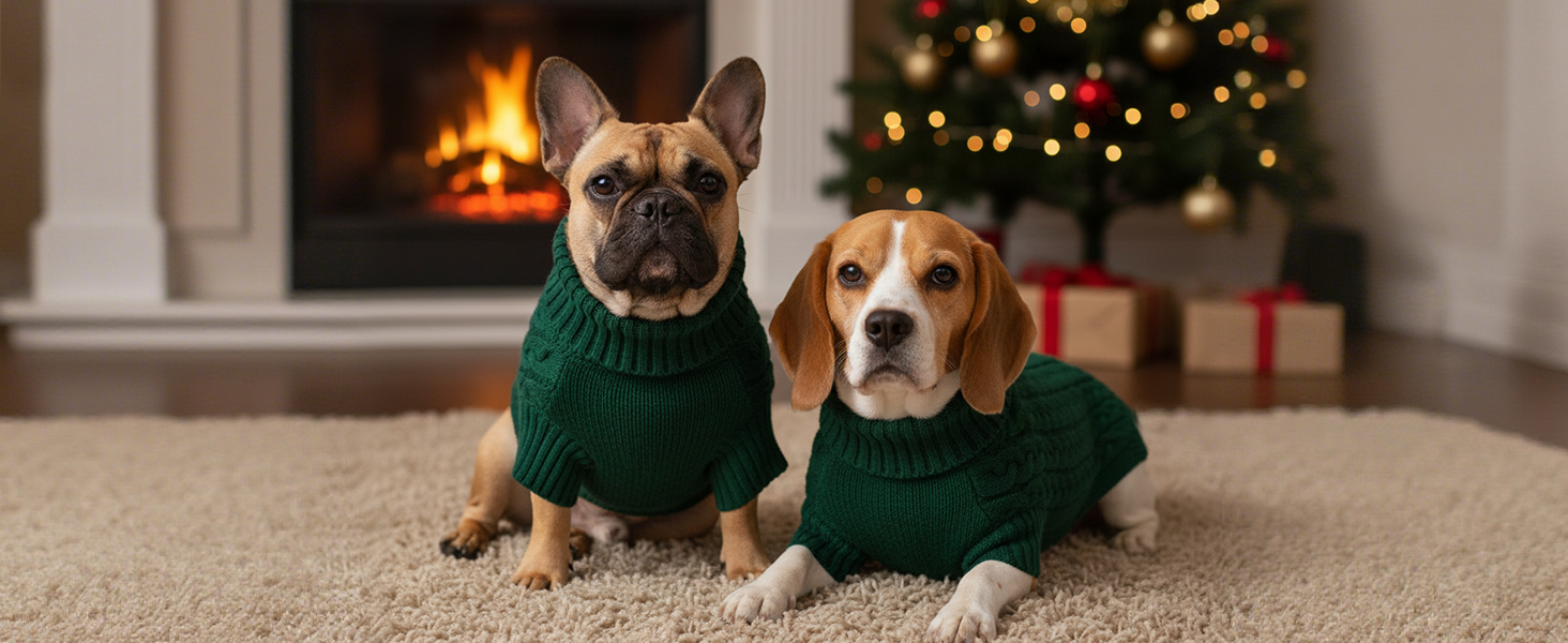 Теплий зимовий пуловер для собак S, ASENKU, з отвором для повідка, з м'якою горловиною, для Чихуахуа, Французького бульдога, зелений