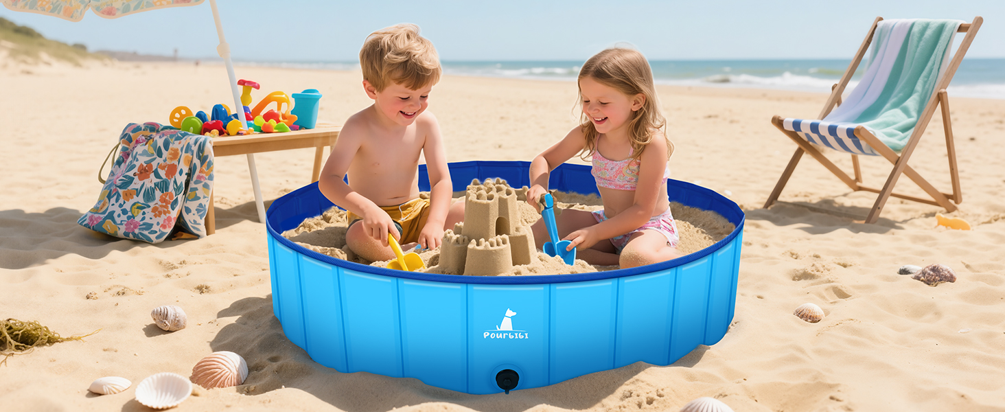 Басейн для собак Pourbibi, 80x20 см, складаний, з ПВХ, антиковзаюча поверхня