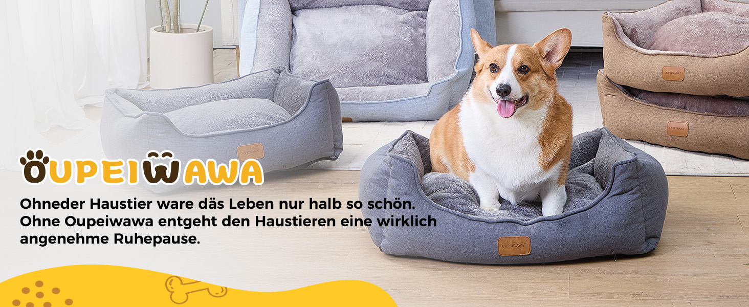 Ортопедичне ліжко для собак маленьких та середніх порід, 52x41x16 см, м'яке та зручне, кошик для собак з високим бортиком, знімний та пральний чохол, неслизьке, світло-сірий, для дому та авто