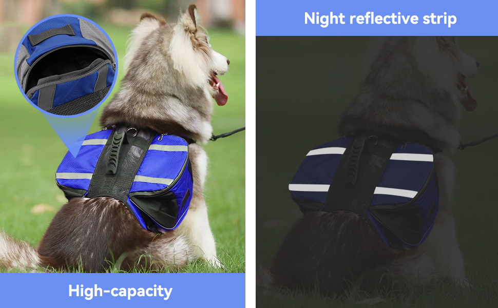 Рюкзак для собак Cyrank: набір посуду, жилет, сумка для спорядження, рюкзак для подорожей з відбиваючими смугами. Підходить для собак середніх розмірів (S)