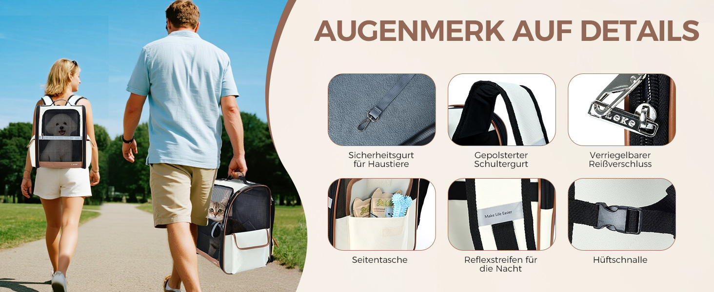 Рюкзак для собак та котів Lekespring (2-8 кг), сірий, з сіткою для прогулянок та подорожей