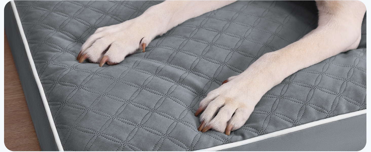 Ортопедичне ліжко для собак KSIIA, великі породи, 104x68x8 см, знімний матрац, миється, сіре