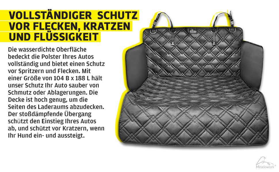 Захист для багажника автомобіля для собак Meadowlark, важкий, водовідштовхувальний, з боковим захистом, чорний. Захищає багажник та бампер від подряпин, шерсті та бруду. Стандартний розмір.