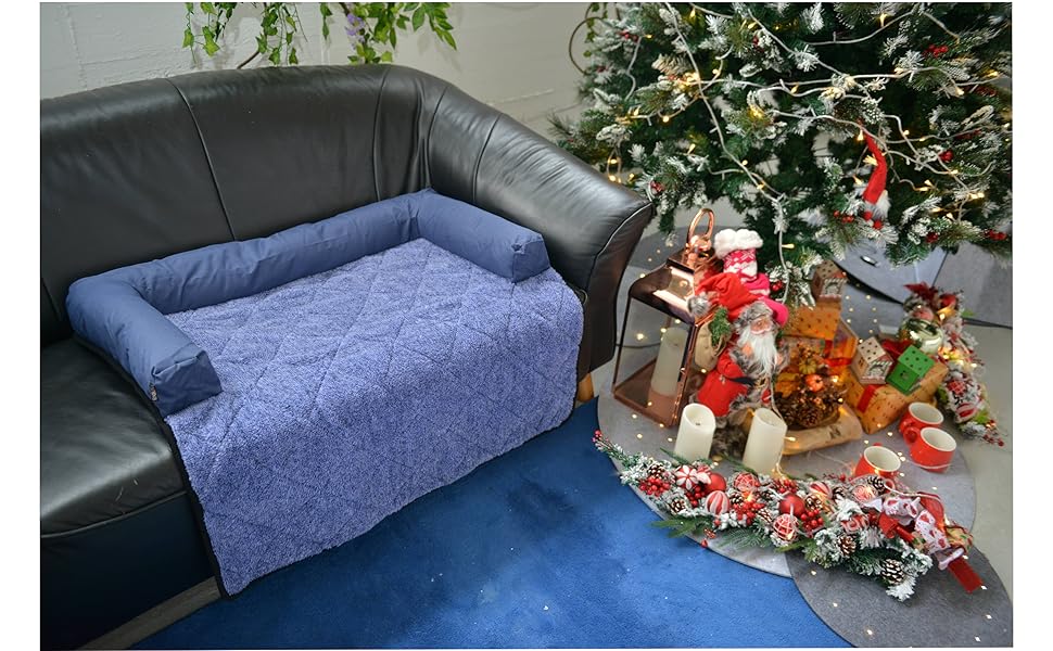 Крісло-ліжко для собак Raikou: зручне та практичне, 90x90 см, блакитний меланж. Захист дивану та багажника, антиковзаюче покриття, легко миється. Підходить для великих та маленьких собак.