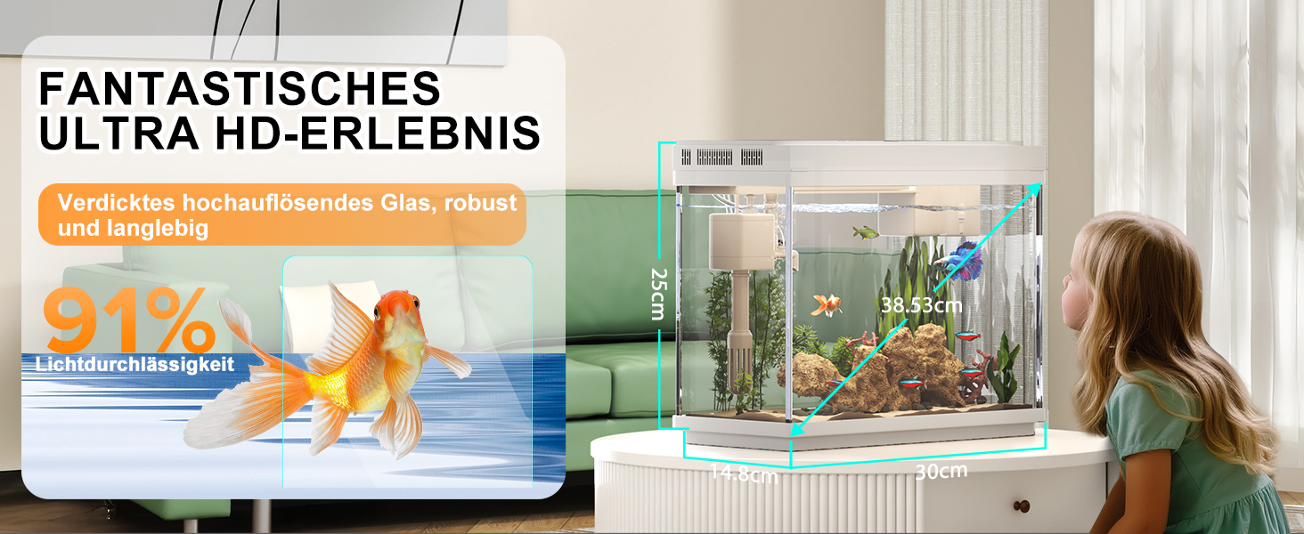 Акваріум Vehipa Nano 9L з підсвіткою, фільтром, обігрівачем та зволожувачем повітря (білий)