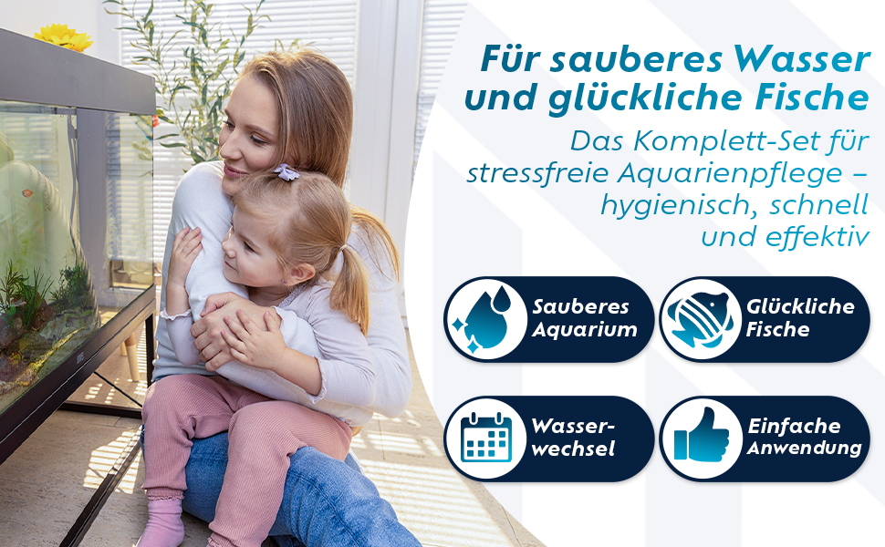 Нінора® Мульмсмукач для акваріума – очищувач ґрунту, заміна води з насосом та шланговим клапаном | Безпечний для риб, без хімії | Для малих та великих акваріумів | Аксесуари для акваріума з електронною книгою