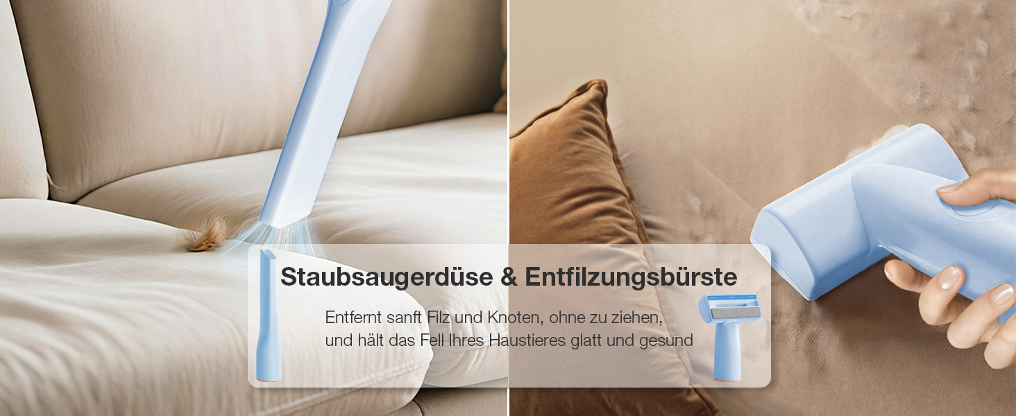 Набір для догляду за тваринами 7-в-1: Шерстьомашина, пилосос для шерсті та фен для собак та котів. Потужність 11000Pa, об'єм контейнера 2.5L, 3 режими потужності та температури. Тиха робота. Колір: блакитний.