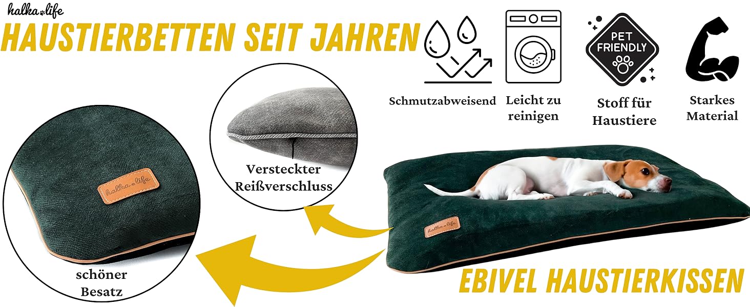 М'яке собаче ліжко з велюру, 90x60 см, зелений (M)