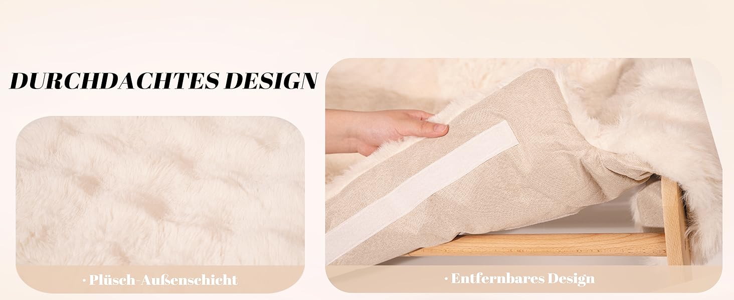 Катяме місце CheerPals з бука, 70x47 см: велике ліжко-софа для котів з м'якою знімною наволочкою, витримує до 15 кг