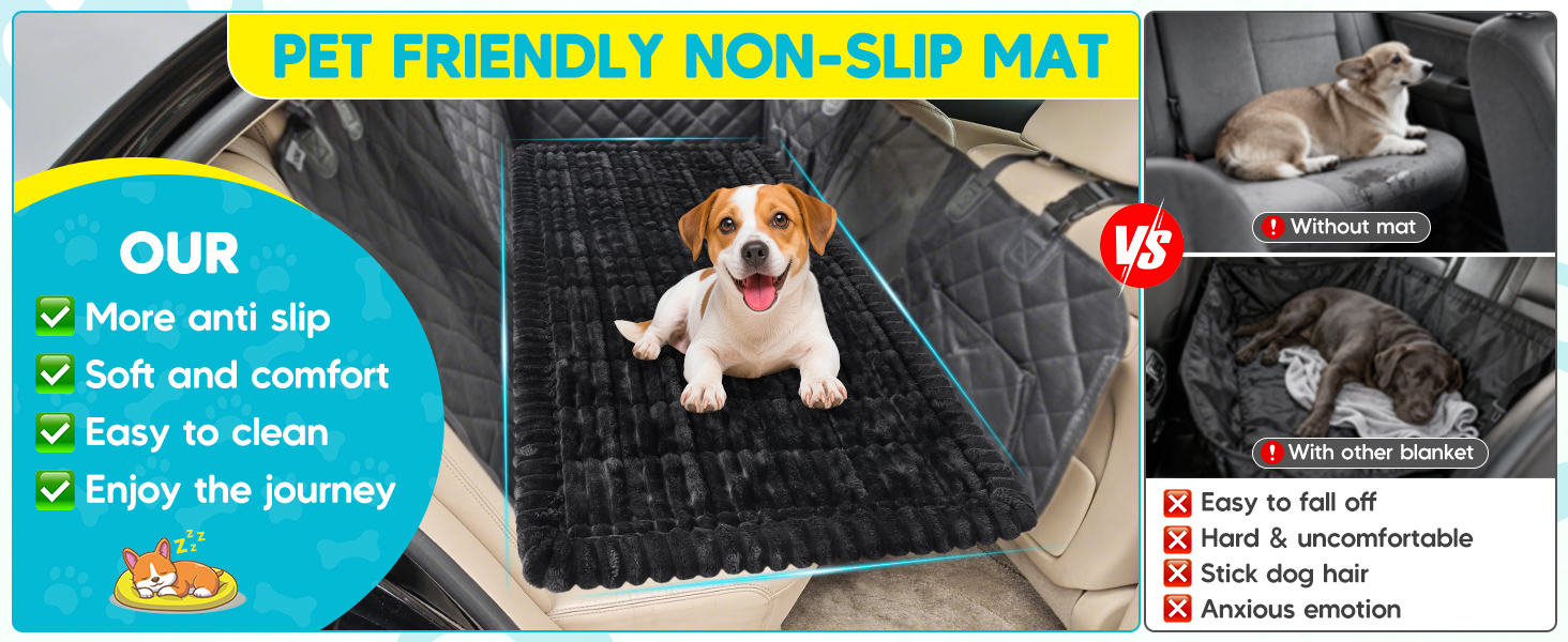 Лоїон Лежанка для собак в авто, килимок на заднє сидіння, м'яка підстилка для собак, захисний чохол, 127x62,5x2,5 см (Чорний)