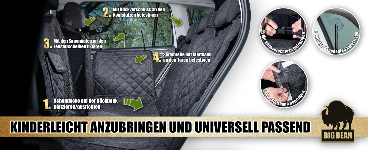 Захисна накидка на заднє сидіння авто BigDean Premium - водовідштовхувальна, для собак, універсальна