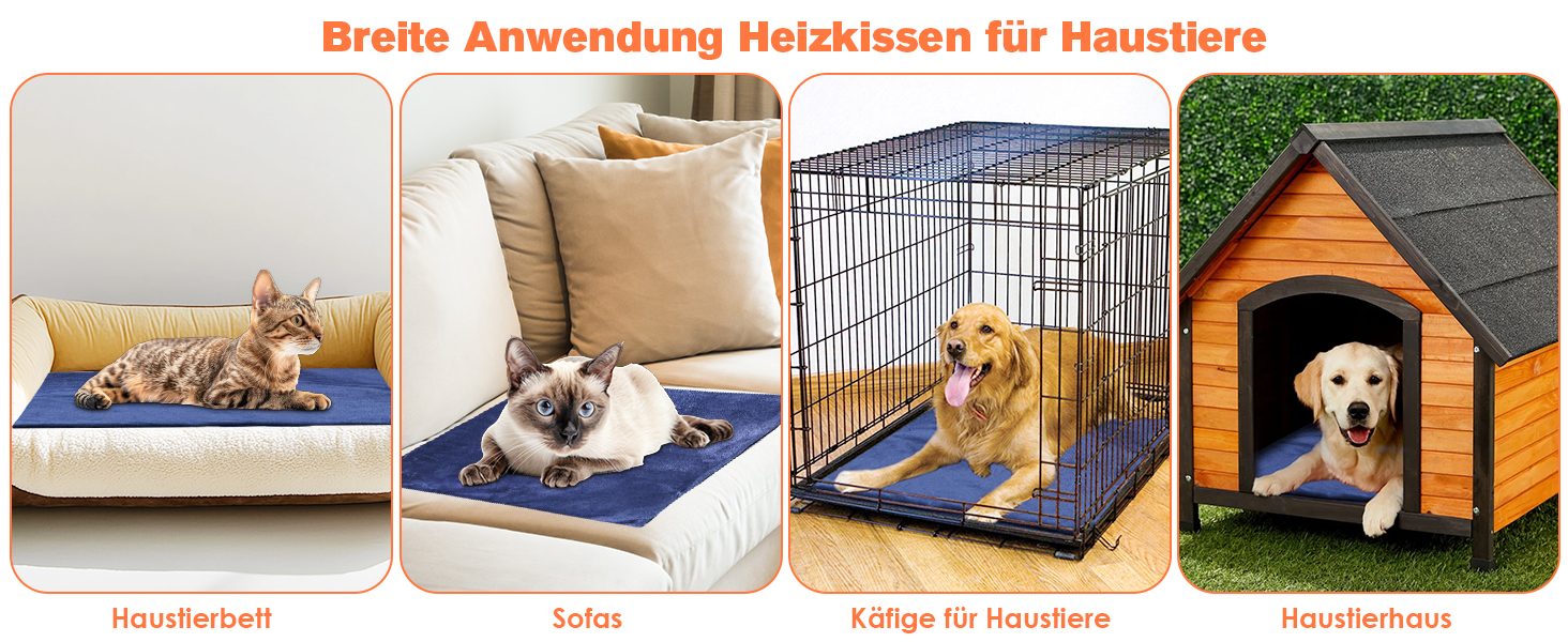 Килимок для підігріву домашніх тварин, великий для собак та котів, з регулюванням часу та температури, 60 x 90 см