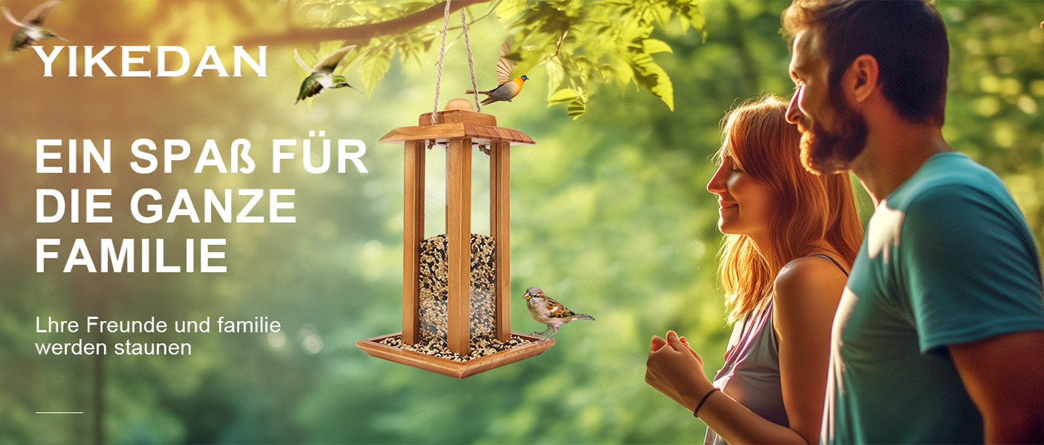 Дзеркальний годівничка для птахів YIKEDAN | Годівниця для птахів з дерева, на підвішування, вологостійка
