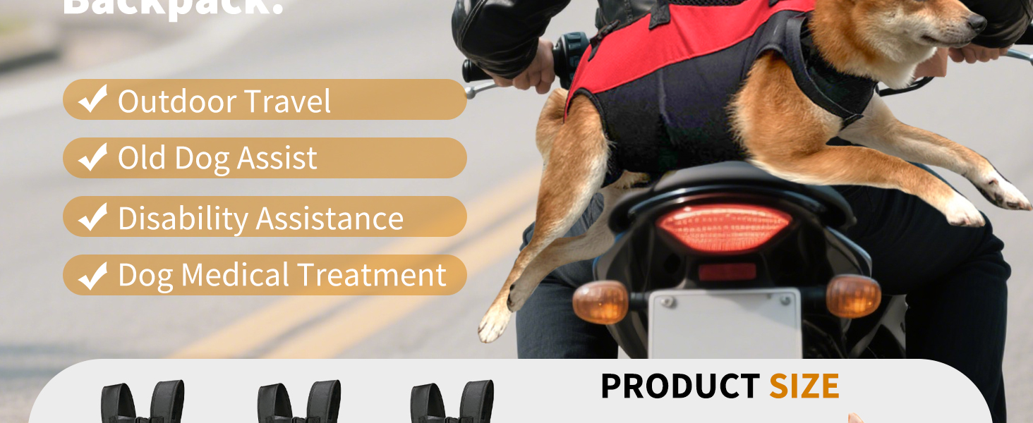 PETCUTE Рюкзак-переноска для собак, жилет-рюкзак для великих собак, повний жилет з ручкою, регульований рюкзак для собак з артритом, старих собак, з проблемами суглобів, чорний+червоний, 7.5-15 кг