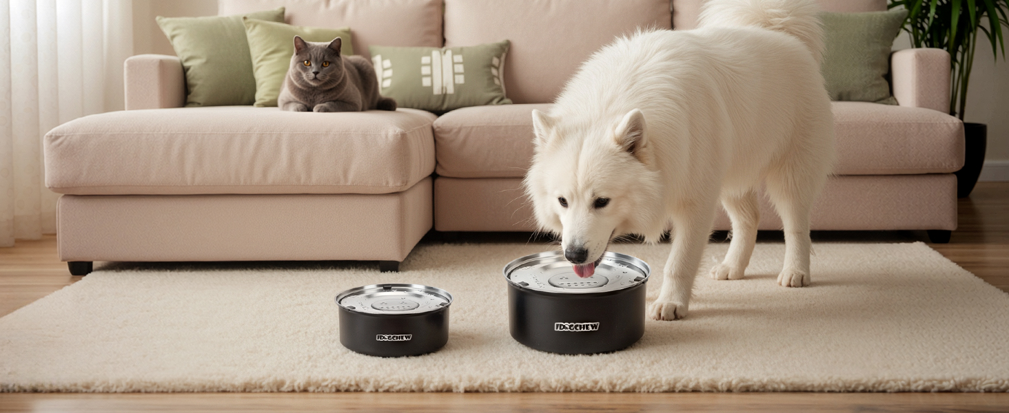 Миска для собак IDOGCHEW 3L з нержавіючої сталі, проти проливання, з антиковзним дном, чорна