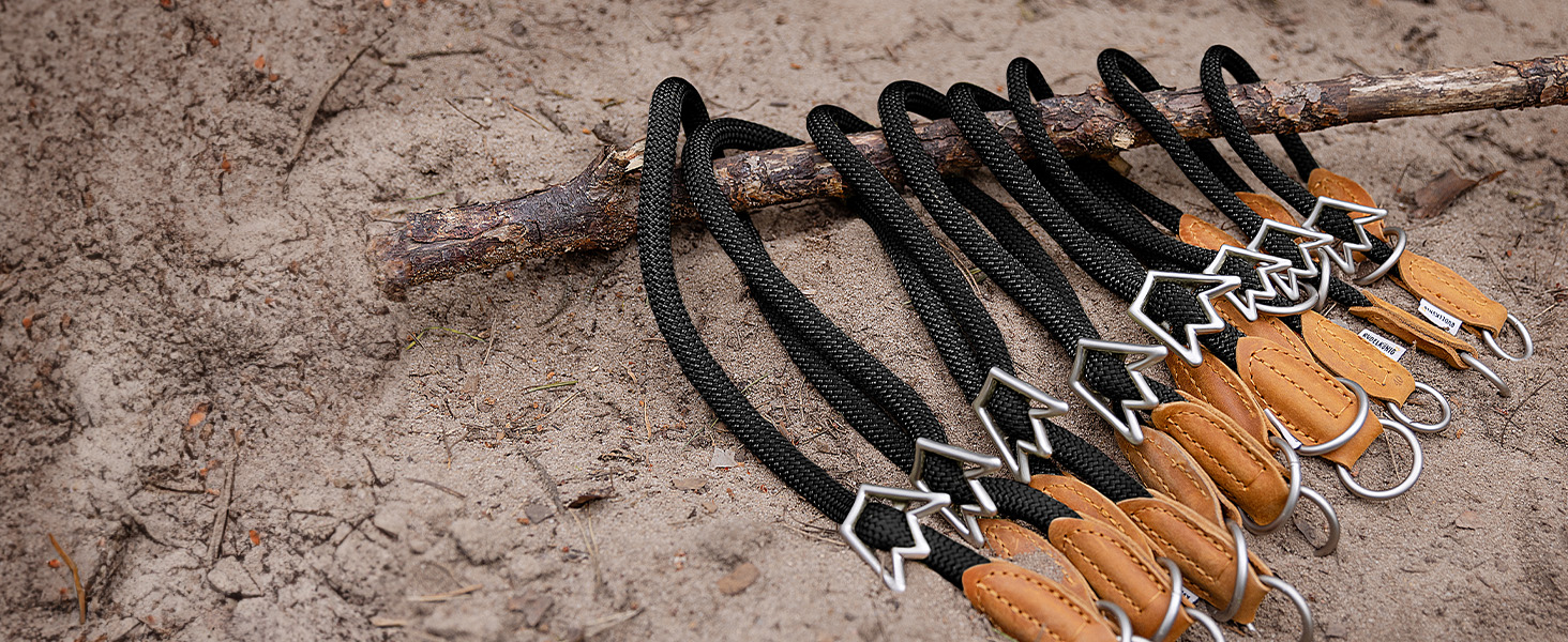 Нашийник для собак Rudelkönig Emma - Елегантний нашийник-стоп для собак з шкіри та нейлону - ø 12 мм - Зручний навчальний нашийник для великих собак (6, Чорний)