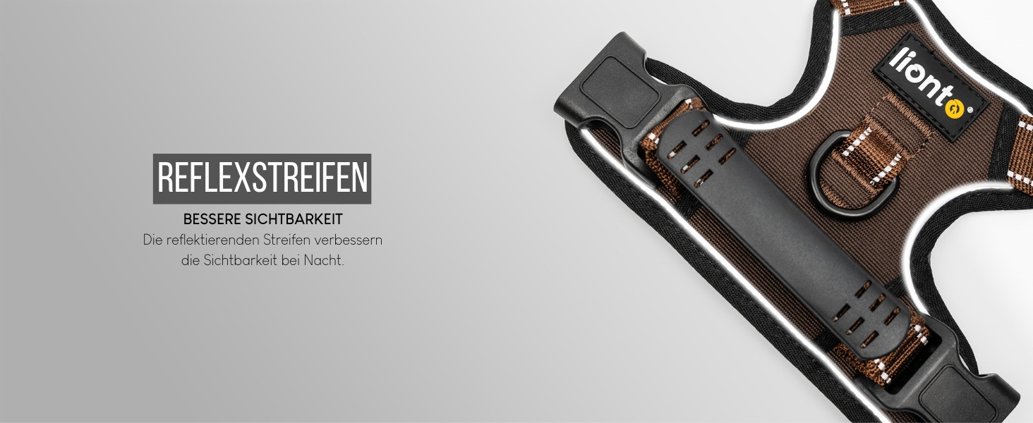 Нашийник для собак Lionto, розмір L, червоний, з м'якої нейлону, анти-тяга, з 2 кільцями та 4 регульованими ремінцями, з гумовою ручкою