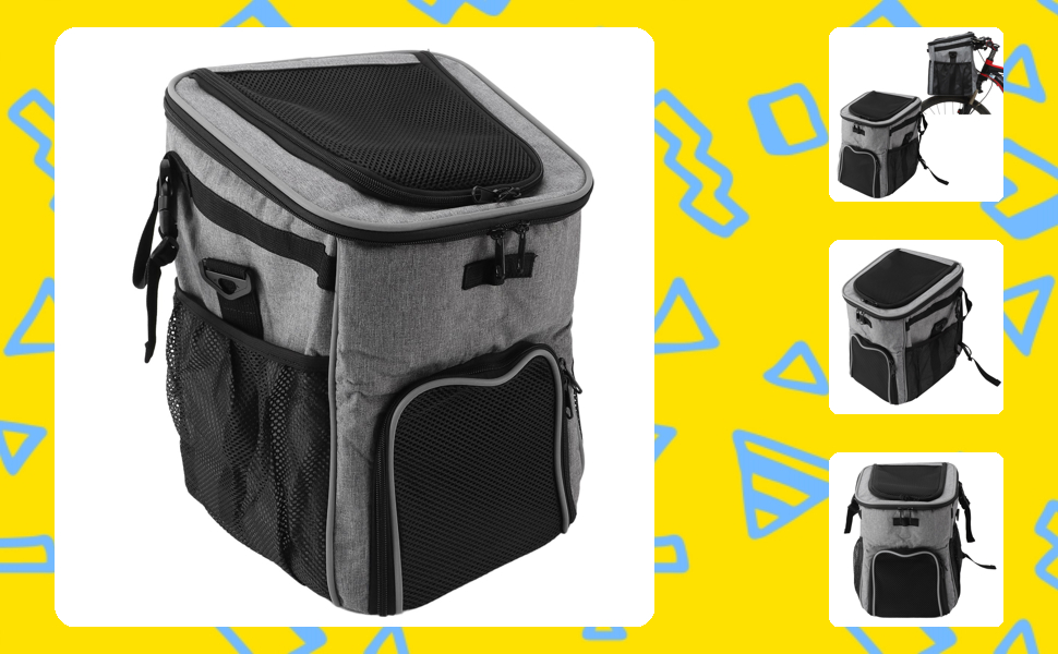 Велосипедний крізь для собак, водонепроникний рюкзак-переноска, дихаючий та знімний, зручний для активного відпочинку (сірий)