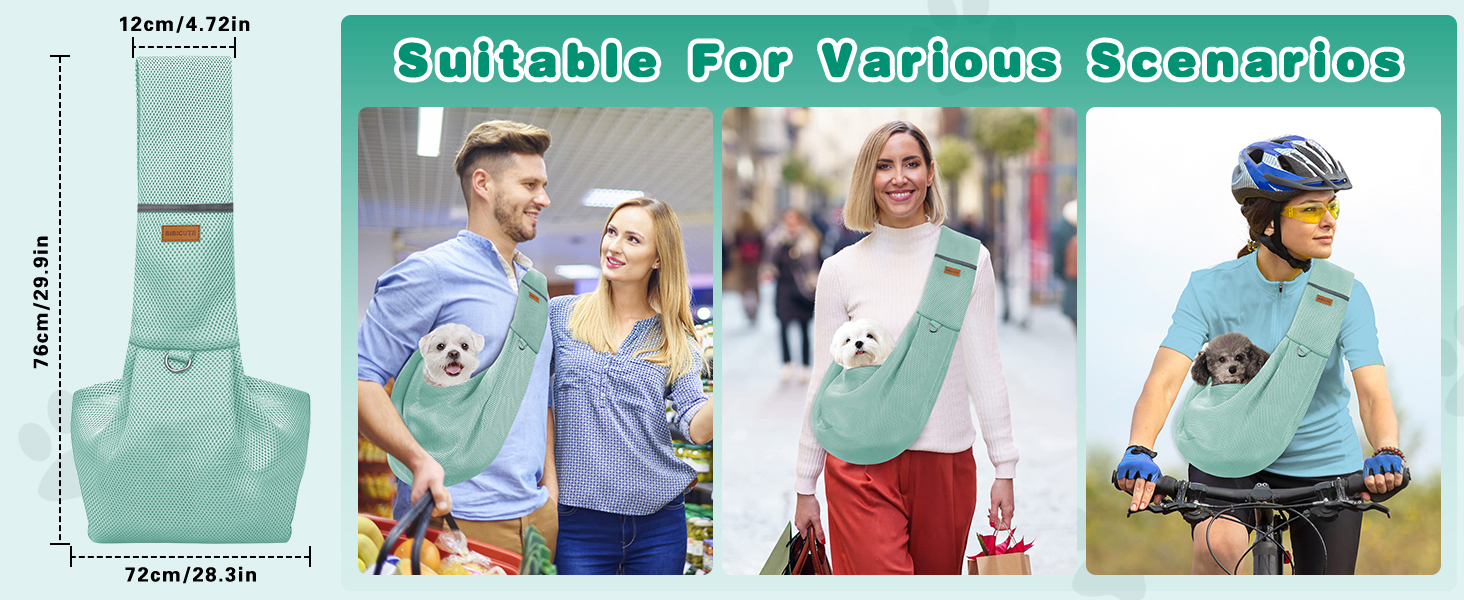 Переноска для собак Classycoo - дихаюча сітка, сумка для домашніх тварин, переноска для котів, з безпечною шнуркою, для тварин до 8 кг (М'ятно-зелений)