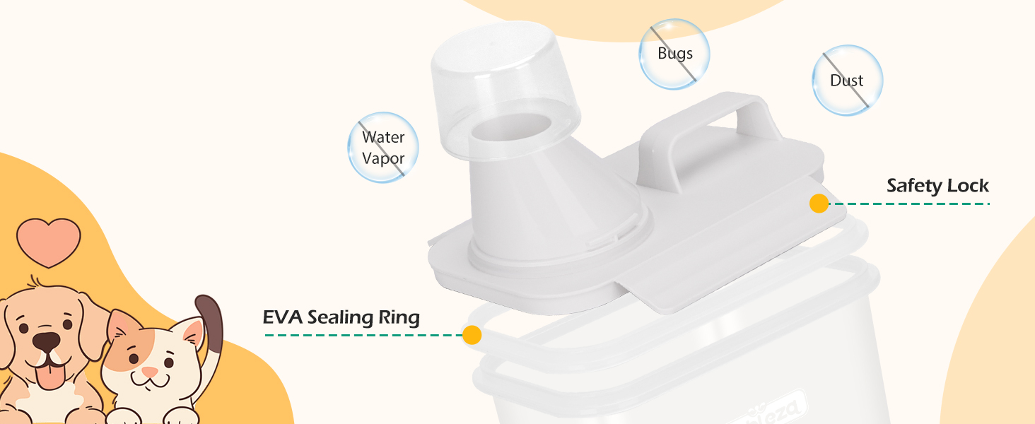 Контейнер для корму для тварин Nobleza, 2.5L, відро для корму для собак та котів з мірним стаканчиком