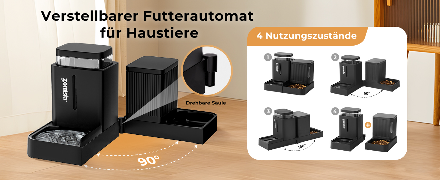 Автоматичний годівниця для котів/собак 3L, 2-в-1: годівниця та поїлка з автоматичним наповненням, чорний колір, 3L x 2