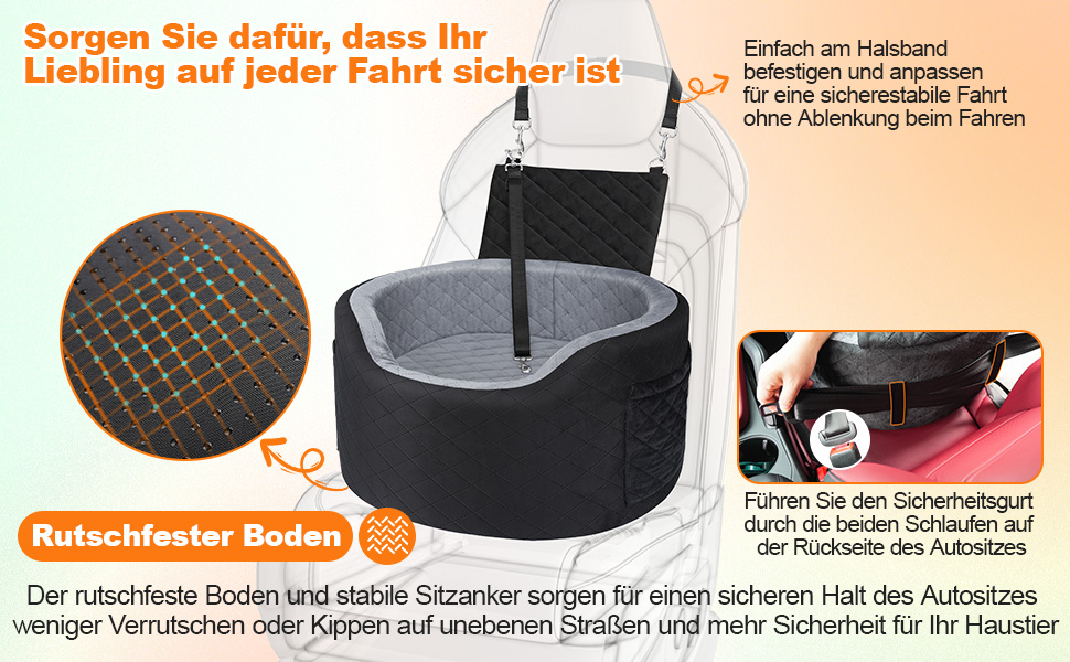 Автокрісло для собак - чорне автокрісло-бустер для маленьких собак з 28D Memory Foam, неслизький водонепроникний підкладка, переноска для подорожей з кишенями для зберігання та ковдрою, сірий (01-Чорний)