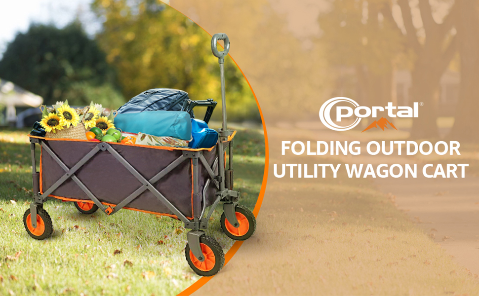 Складаний візок Bollerwagen для кемпінгу, саду, пляжу та покупок (100 кг, оранжевий)