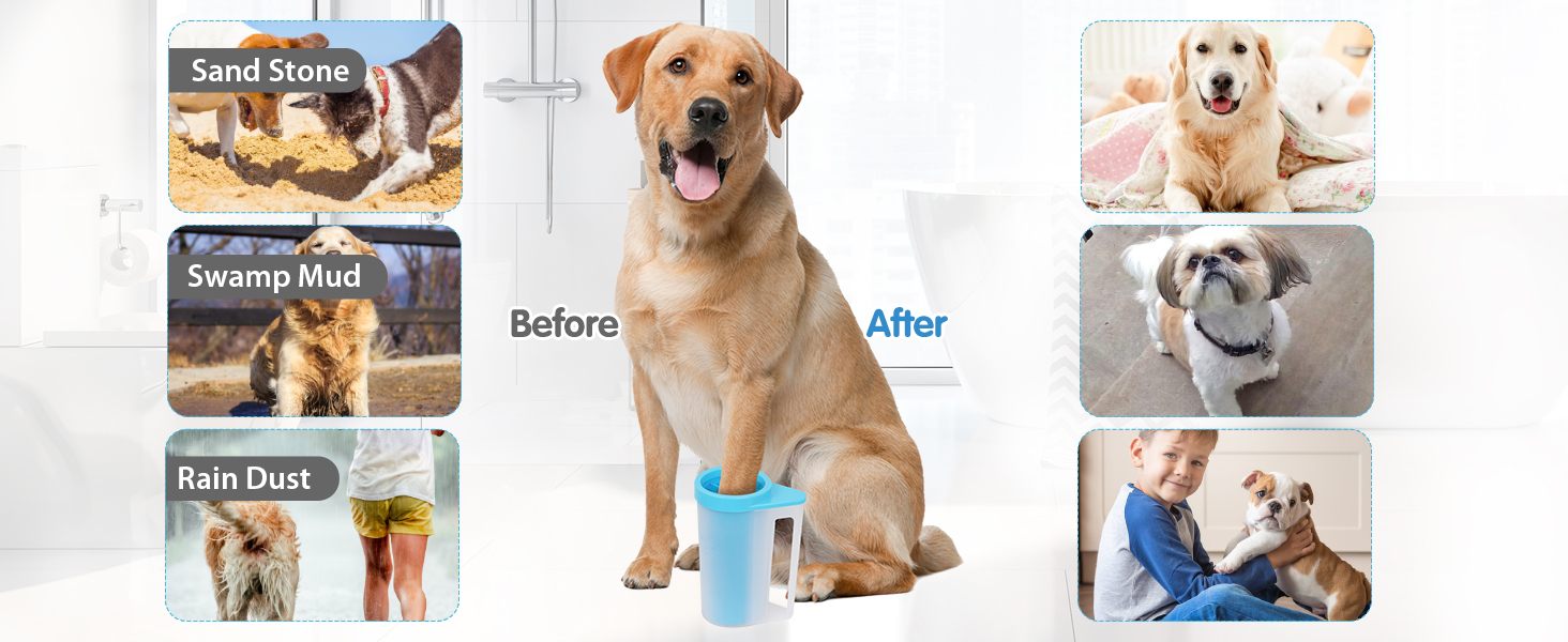 Очисник лап для собак і котів з силіконовою щіткою, великий об'єм