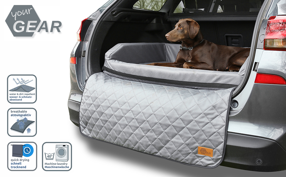 Ваш GEAR Termoli - лежанка для собак 100x70 см, захист для багажника авто, еко-шкіра, миється, преміум якість. Лежанка для собак, корзина для собак, килимок для собак, туристична лежанка.