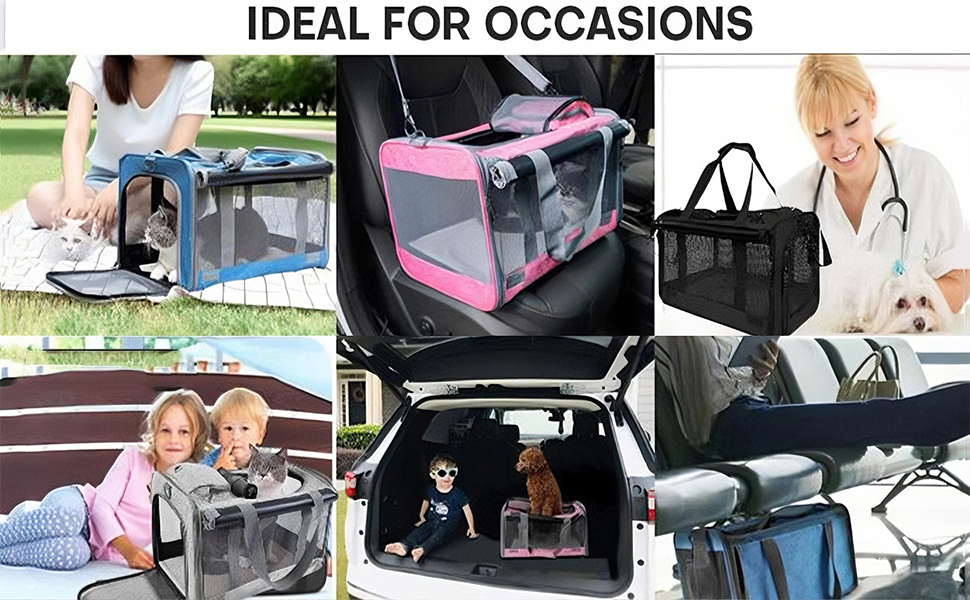 Транспортна переноска для собак та котів SHJOEE, складана, синього кольору, 46 x 46 x 30 см