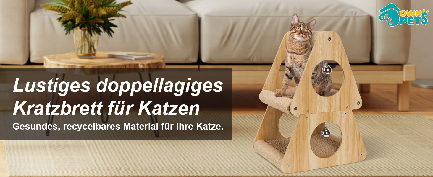 Кігтеточка Ownpets для котів, будиночок, 54 см, багатофункціональна, екологічна, стабільна, ідеальна для відпочинку та заточування кігтів