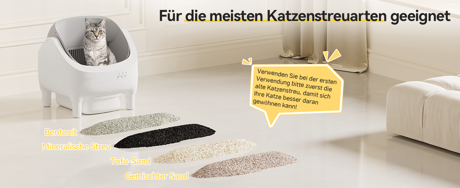 Автоматичний лоток для котів Devoko, самоочищуючийся, для великих котів до 15 кг, з керуванням через додаток, відкритий, зручний для котів, з ємністю 15 днів, легко чистити