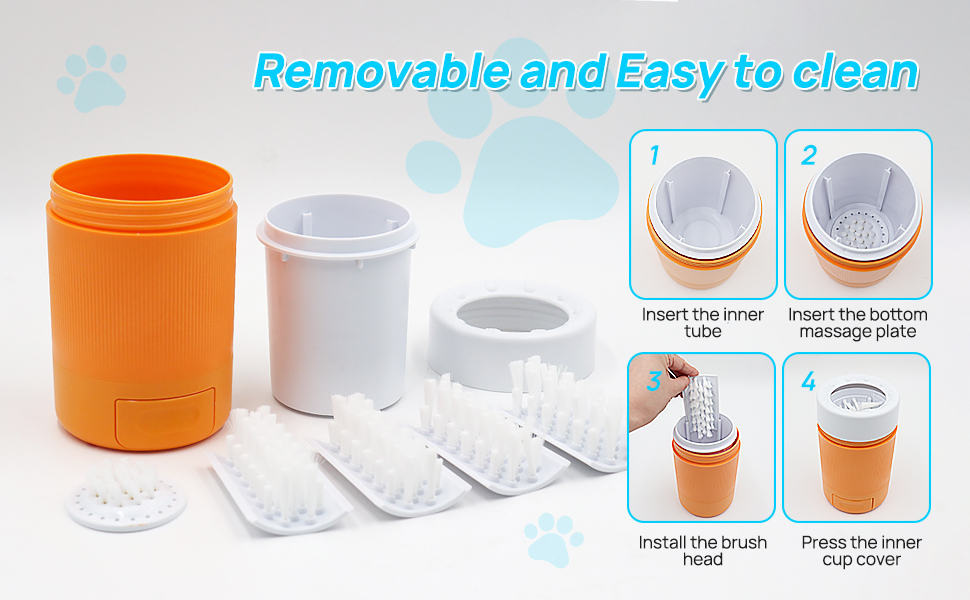 Очищувач лап для собак середніх порід, мийка для лап, пристрій для миття лап, аксесуар для догляду за тваринами (Помаранчевий)