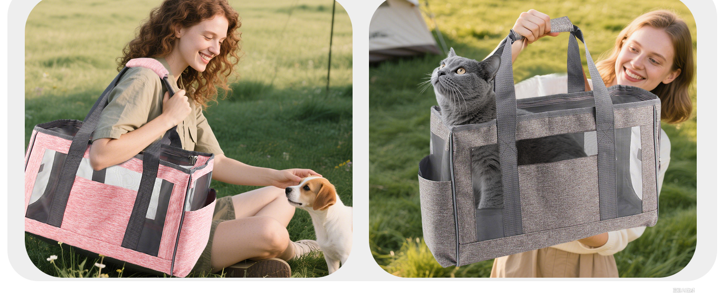 PETCUTE Транспортна сумка для собак та котів, відповідна стандартам авіакомпаній, з регульованим ремінєм, дихаюча переноска для маленьких тварин, сіра
