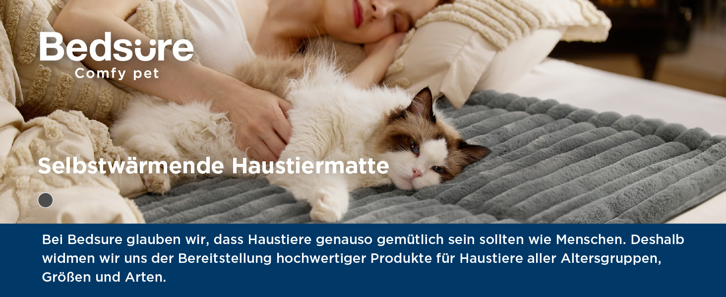 Тепла самонагрівальна підстилка для котів та собак BEDSURE - 76x50 см. Зручна, миюча, з антиковзаючою основою. Підійде для кліток та лежанок.