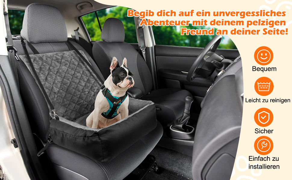 Автокрісло для собак SIVEIS – зручне ліжко з кишенею, чорне