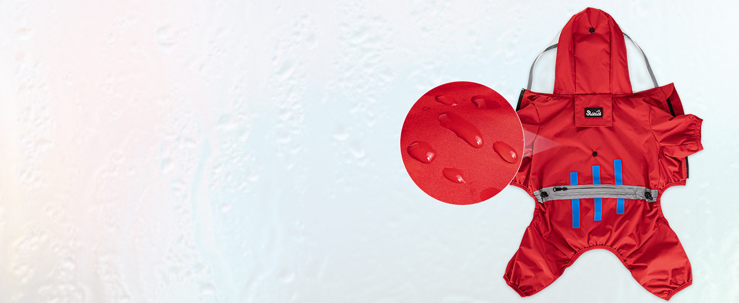 Водонепроникний дощовик для собак Eyein з капюшоном, отворами для шлейки та світловідбиваючими смугами, зручний у пранні та зберіганні, для маленьких собак