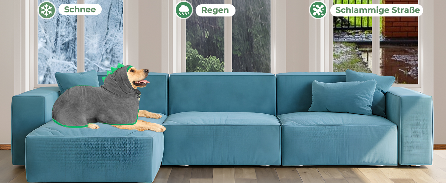 Рушник для собак з мікрофібри, халат для собак, швидковисихаючий, з регульованим коміром на липучці, для великих, середніх та маленьких собак/котів (Сірий зелений, M)