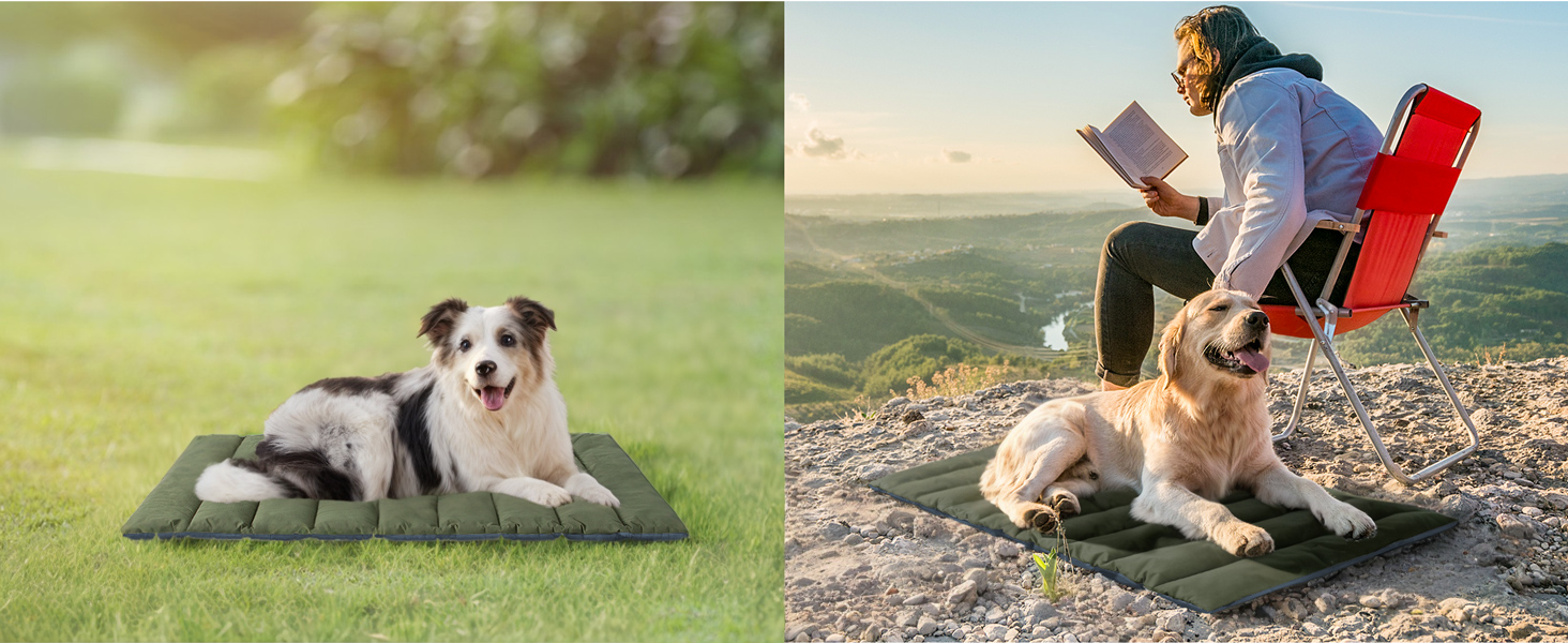 Підстилка для собак WESTERN HOME Outdoor: водовідштовхувальна, портативна, 110x68 см (Оливковий)