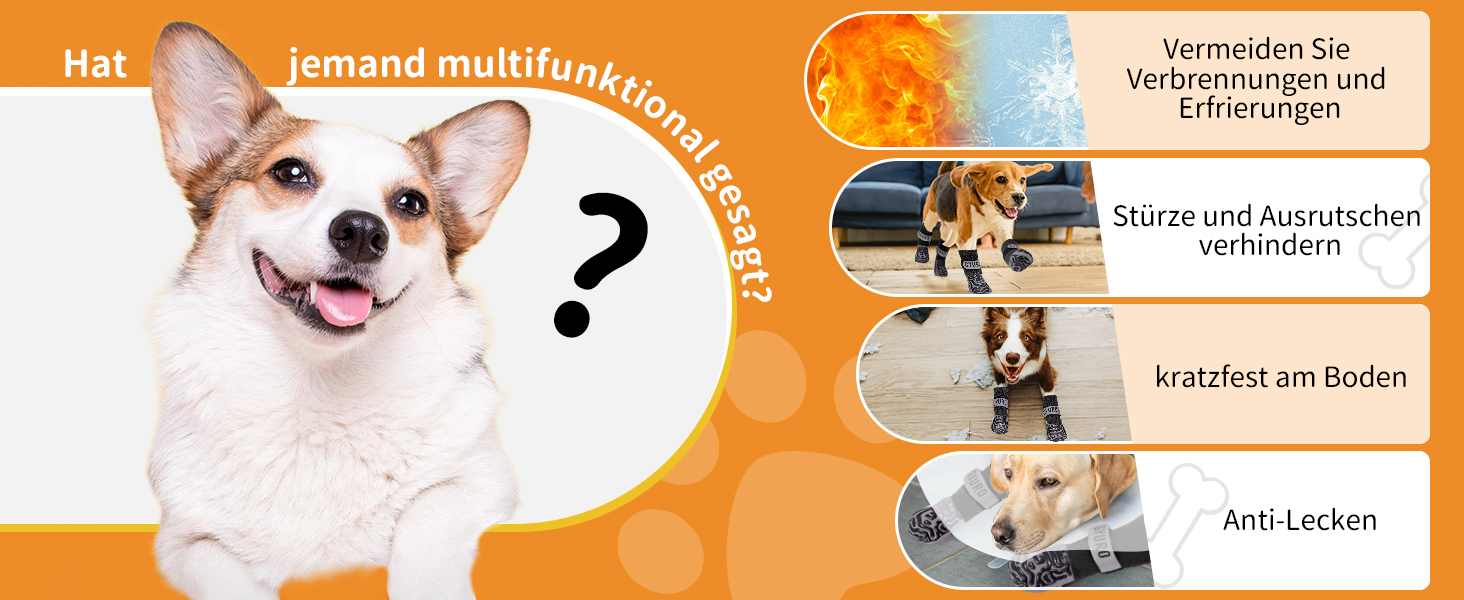 Шкарпетки для собак з антиковзким покриттям та регульованими ремінцями для захисту лап на твердих підлогах (Чорний, XL)