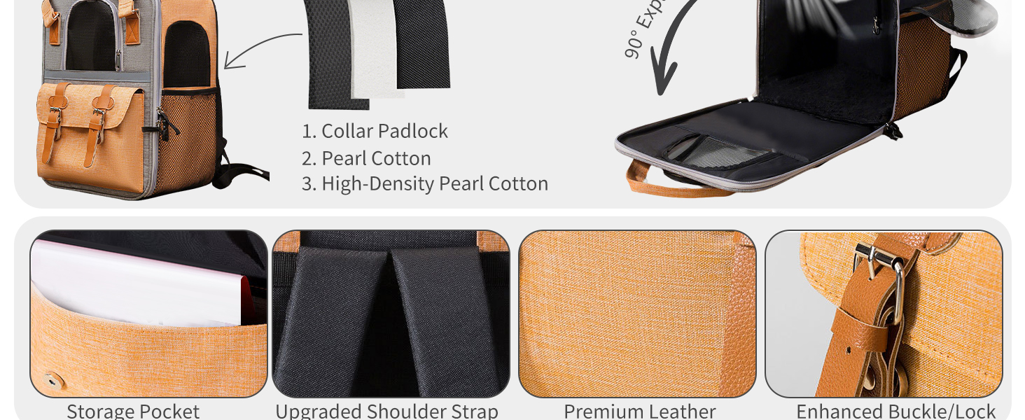 Рюкзак для собак та котів PETCUTE, дихаючий, для маленьких тварин, з відбиваючим ременем, складний, знімний килимок, внутрішній ремінь безпеки, для прогулянок, жовтий