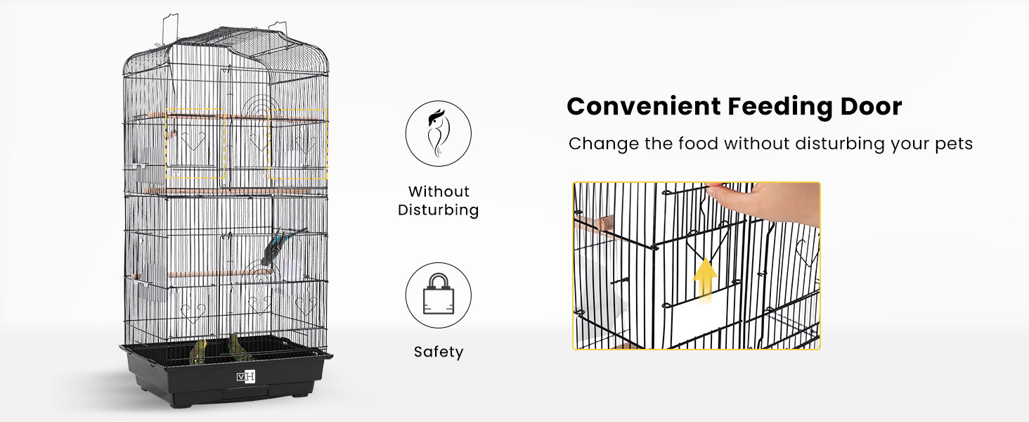 Клітка для птахів VIVOHOME 162 см з ігровим дахом та роликовим стійкою, для хвилястих папужок та канарів, з платформою та аксесуарами