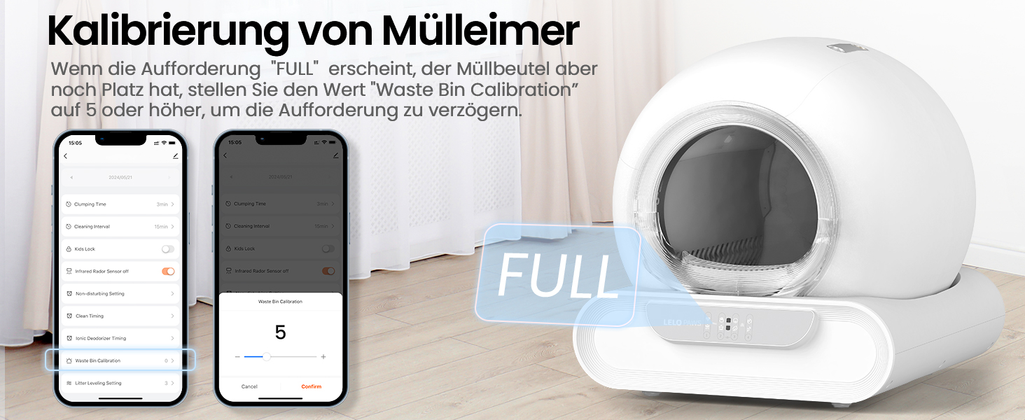 Автоматичний лоток для котів LELO PAWS, 65л, самоочищення, з контролем запаху, керування через APP, електричний, XXL, для кількох котів, білий