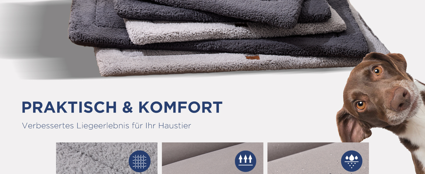 Килимок для собак Joydeco 74x53 см - двосторонній, з флісу, для переносок та кліток. Підходить для середніх та маленьких собак. Темно-сірий колір